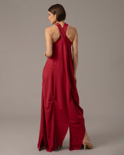 Crossover halter gown with asymmetric seams | Rojo Vivo |